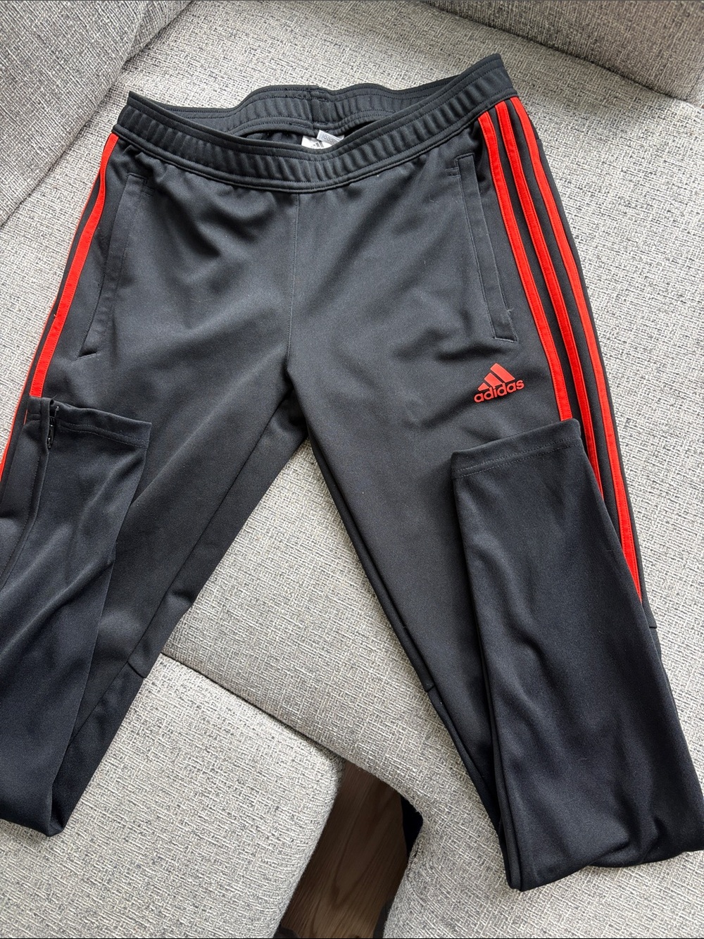 adidas Black Joggers with Red Stripe Accents